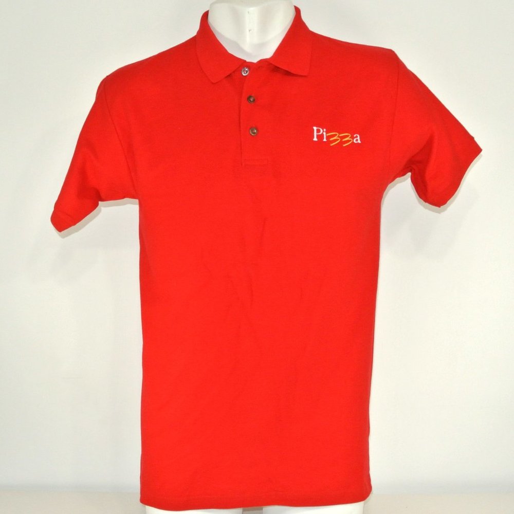 McDONALD'S PIZZA Vintage Fast Food Employee Uniform Polo Shirt Red NEW Size L